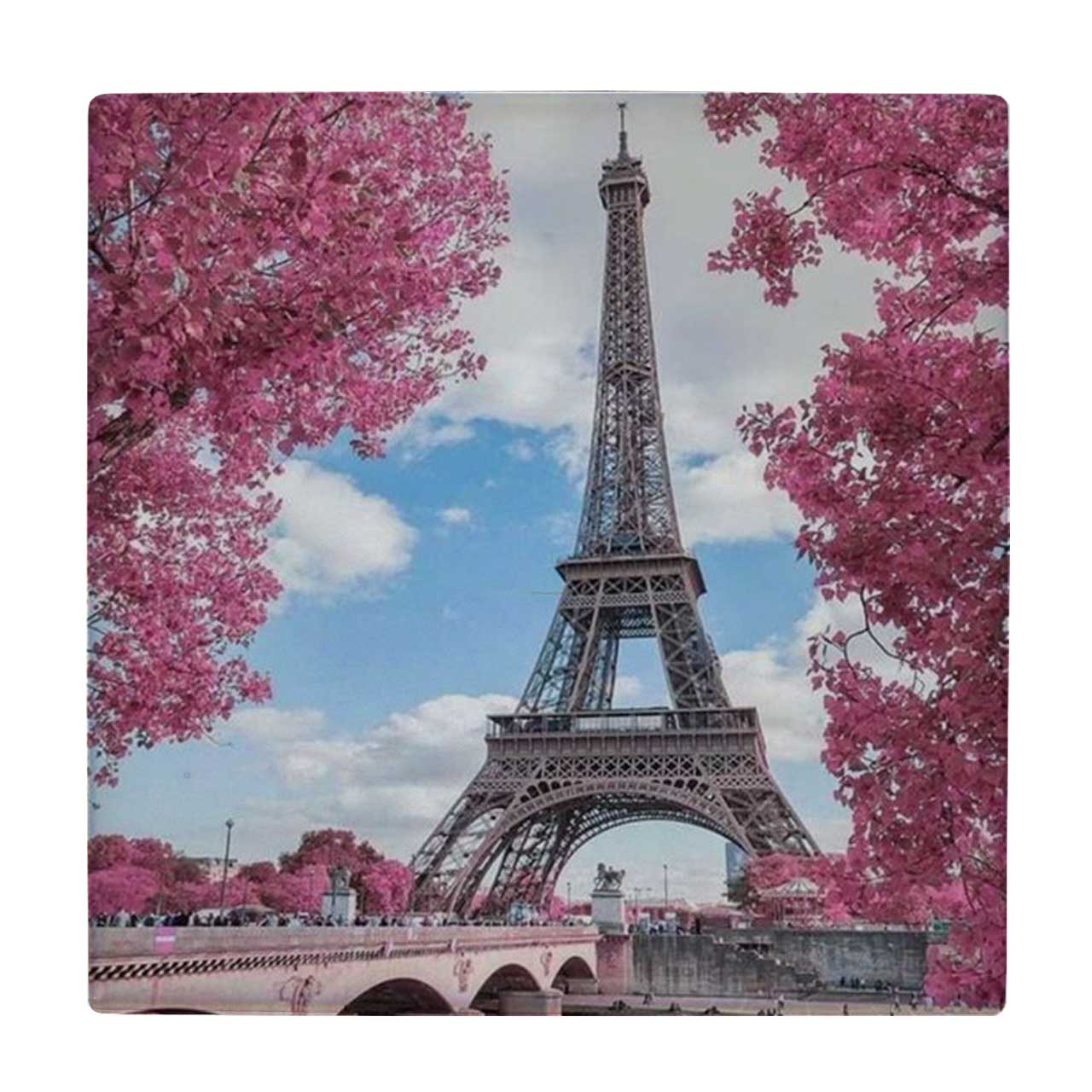  کاشی طرح برج ایفل و شکوفه های بهاری کد wk4154