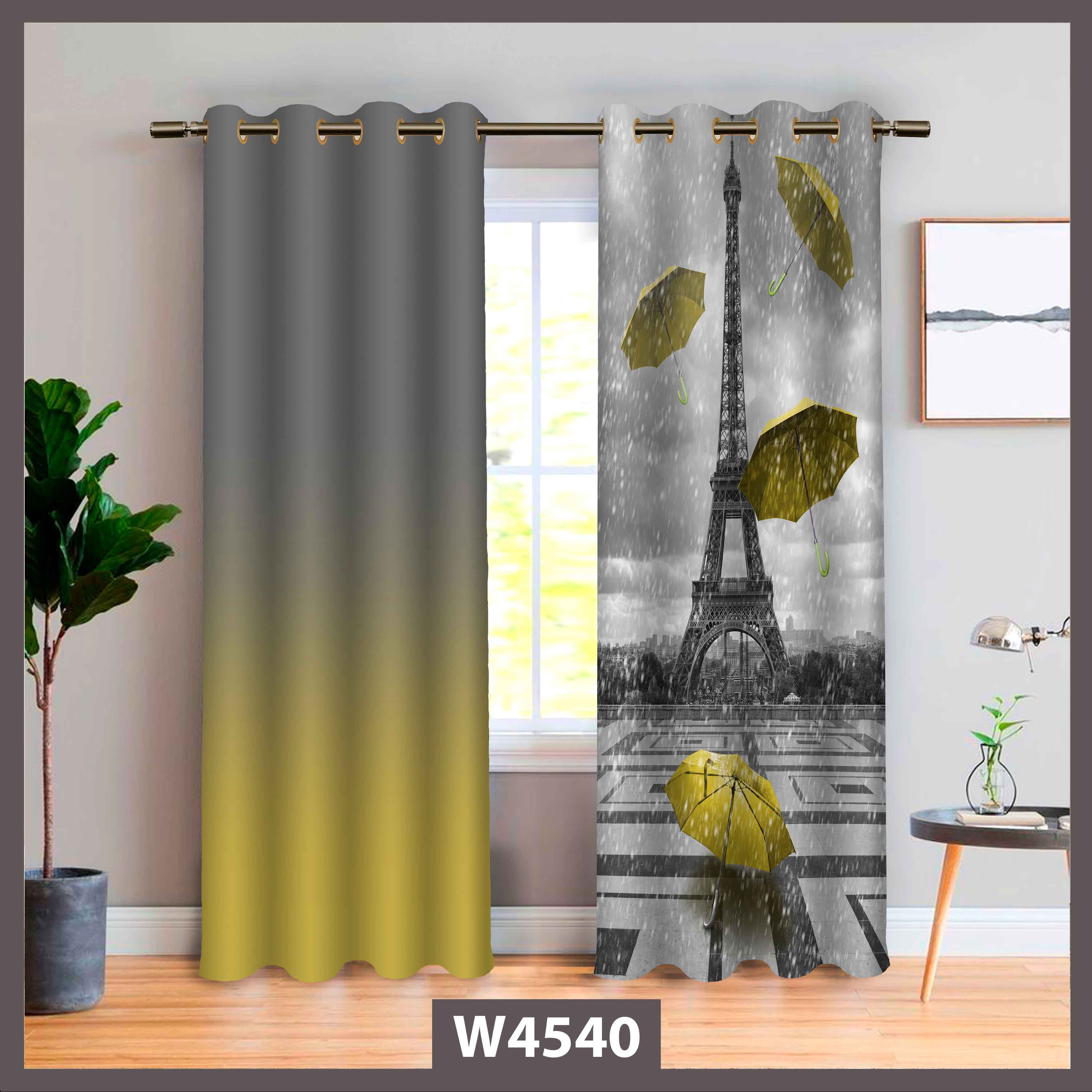 پرده چاپی پانچی دوقواره کد 4540 طرح چتر