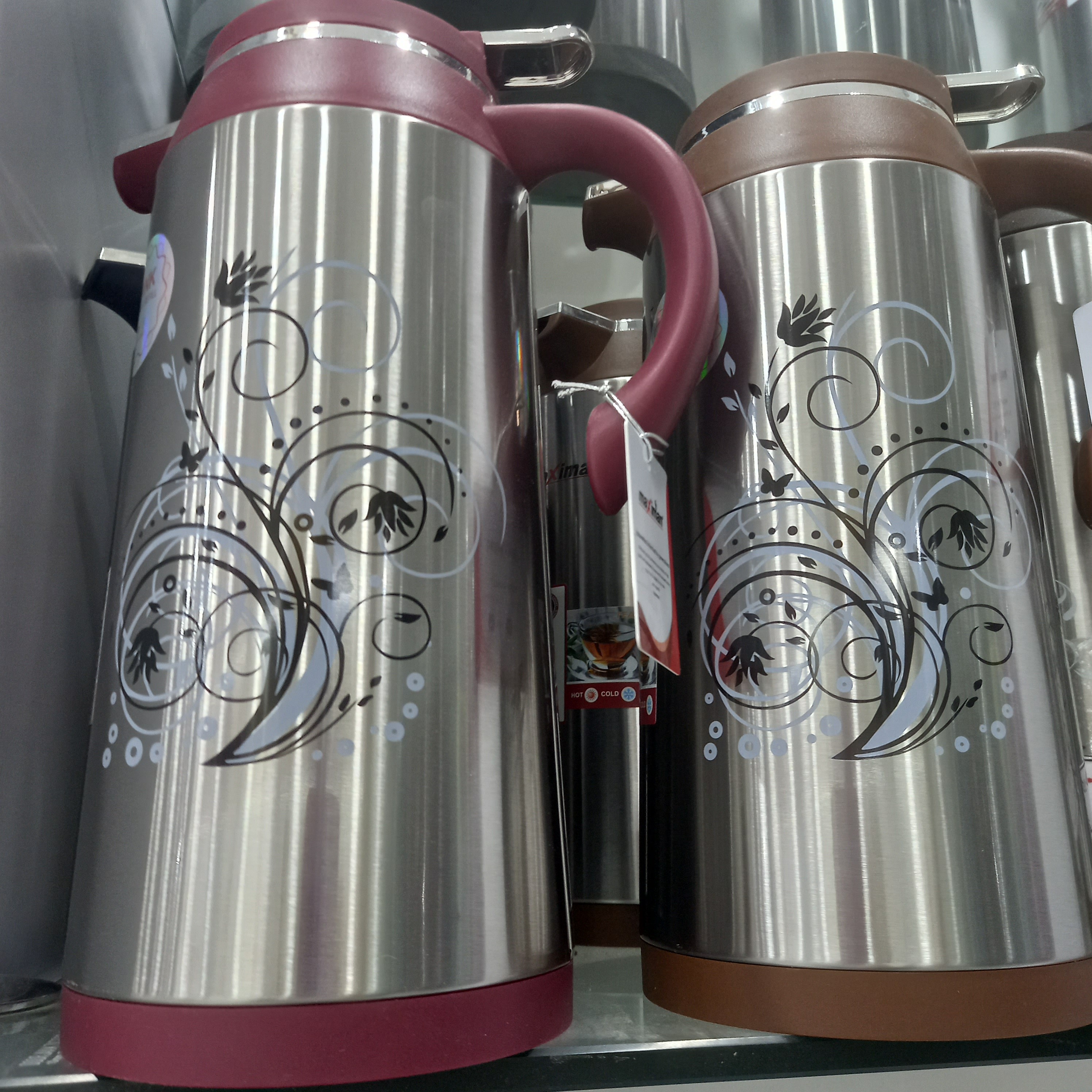 فلاسک استیل شیشه صورتی خارجی کیفیت بالا حجم 1.3