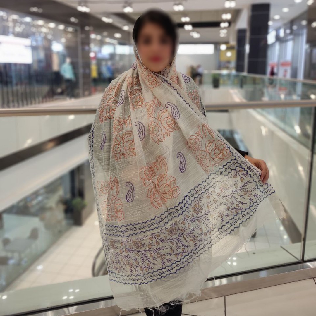 شال هندی ریشه گره ای رنگ سفید (ارسال رایگان)