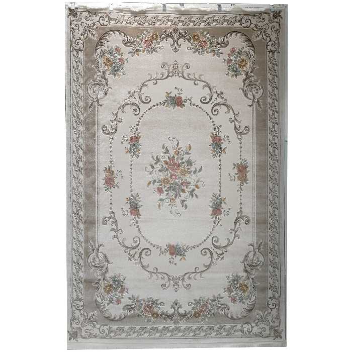 فرش ماشینی زمرد مشهد طرح FA 06 زمینه کرم