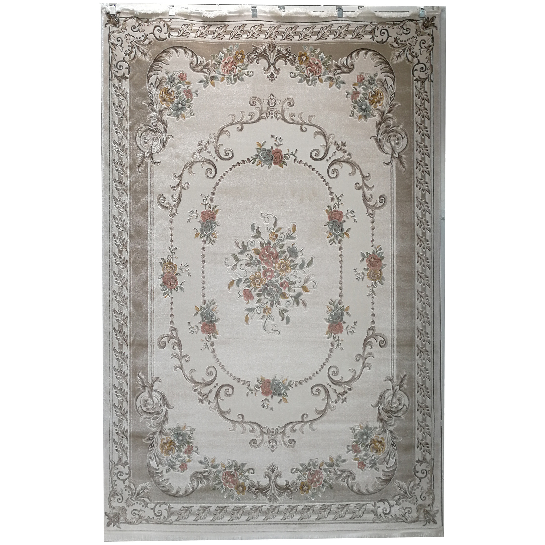 فرش ماشینی زمرد مشهد طرح FA 06 زمینه کرم