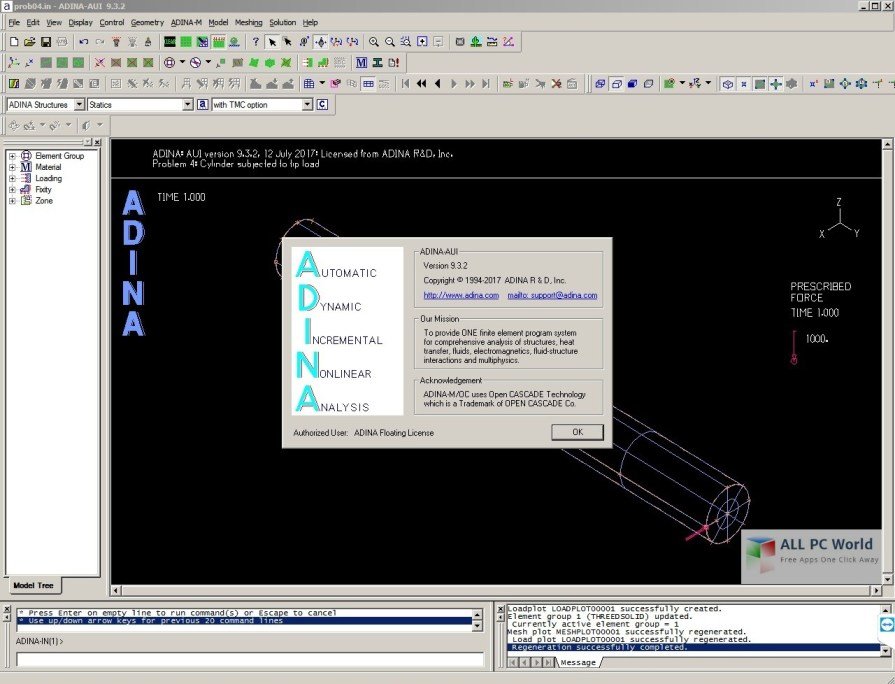 نرم افزار ویندوز ADINA System 8.0.7
