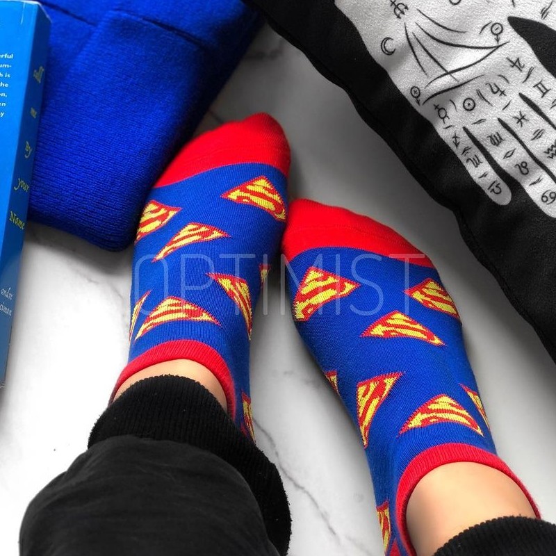 جوراب مچی طرح سوپرمن فری سایز نخ پنبه