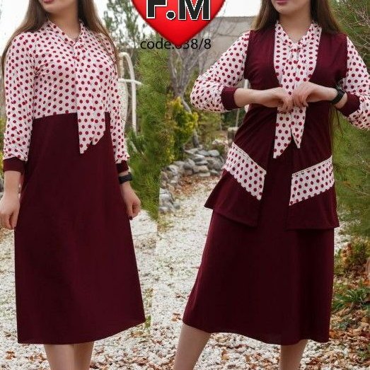 تونیک بلد دوتیکه زیره خالدار طرح جیب