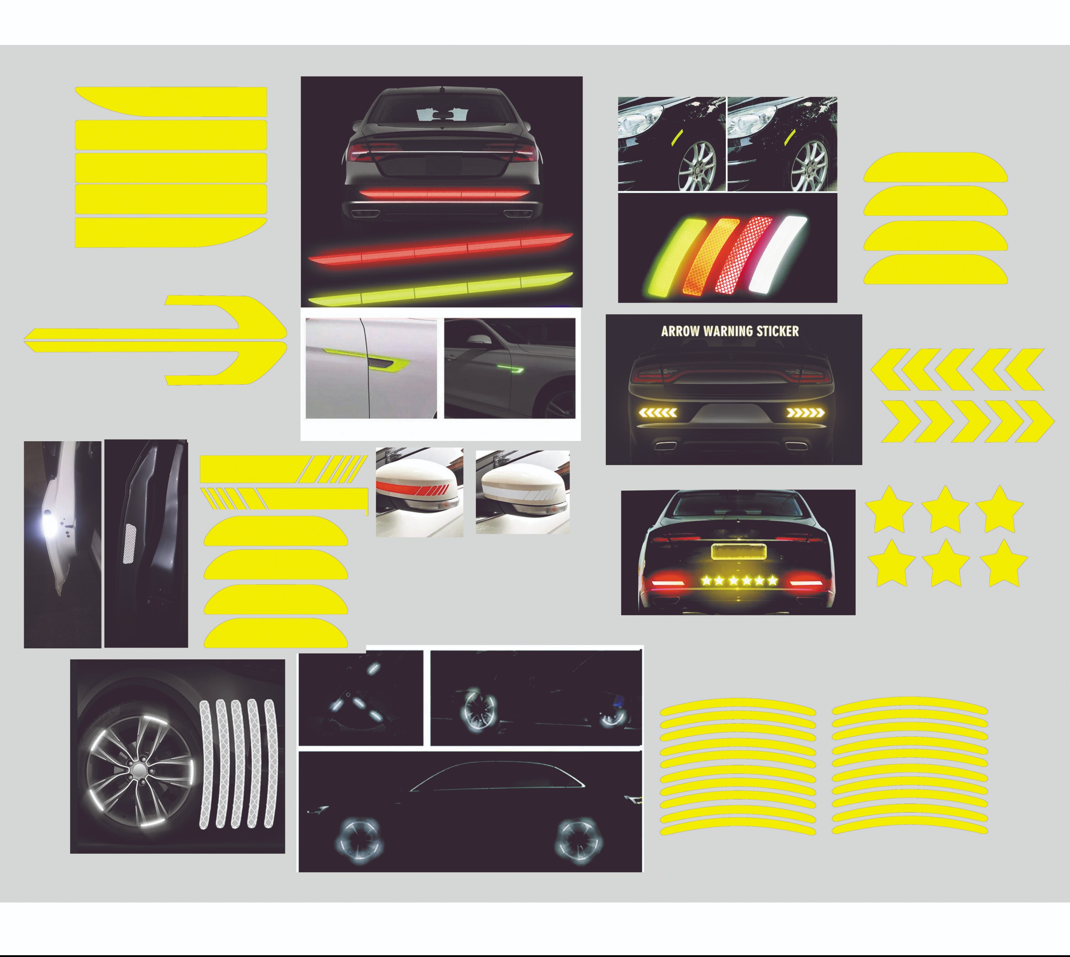 پک کامل شبرنگ رفلکتور ماشین ، شبرنگ ایمنی رانندگان