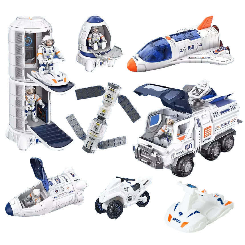اسباب بازی مدل فضاپیما و هواپیمای فضایی طرح موشک شاتل همراه با فضانورد  کد H623/2 مجموعه 11 عددی