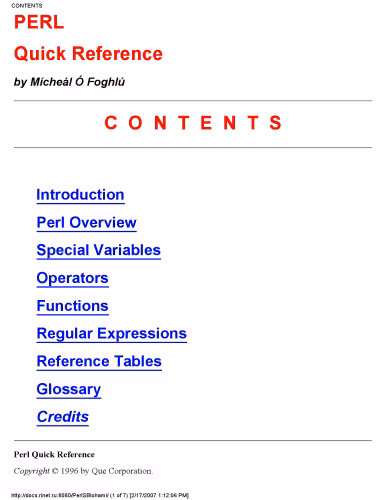 خرید و دانلود نسخه کامل کتاب Perl quick reference