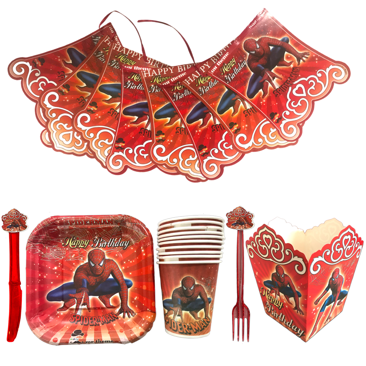 مجموعه 58 عددی تم تولد مستر تم طرح مردعنکبوتی اسپایدرمن پلاس