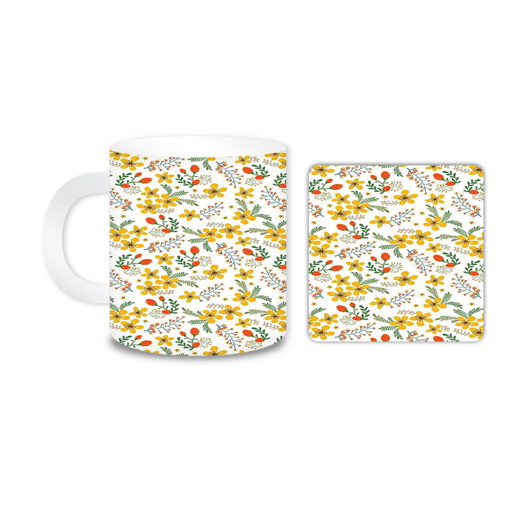 ماگ مدل گل کد 767 به همراه زیر لیوانی