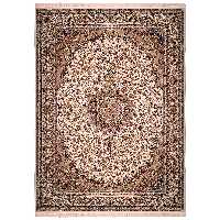 فرش ماشینی زمرد مشهد مدل 45003 زمینه کرم