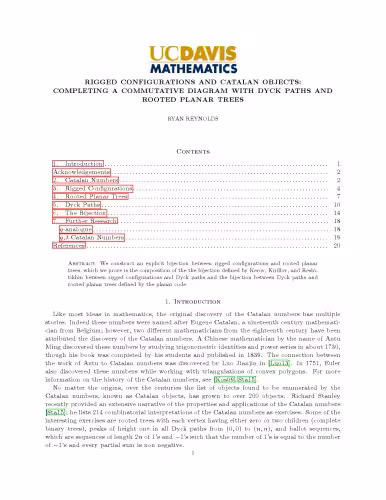 خرید و دانلود نسخه کامل کتاب Rigged configurations and Catalan objects: completing a commutative diagram with Dyck paths and rooted planar trees