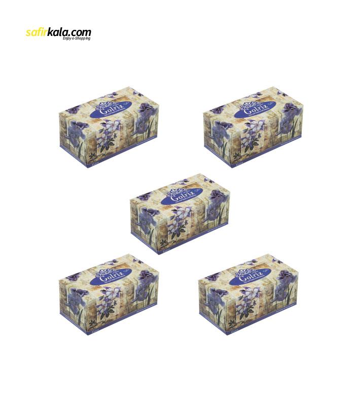 دستمال کاغذی 100 برگ گلریز مدل زنبق بسته 5 عددی