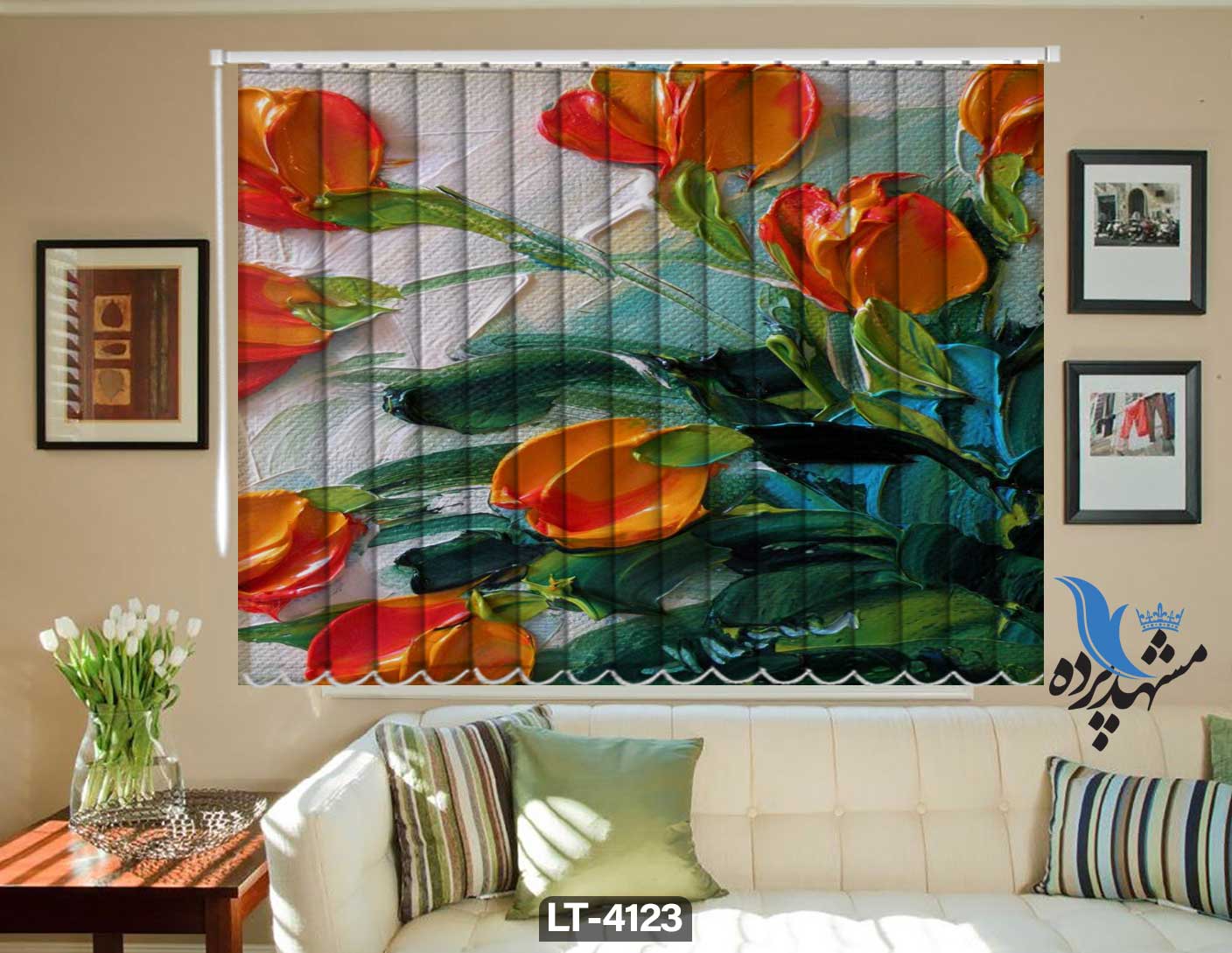 پرده لوردراپه تصویری گل LT4123