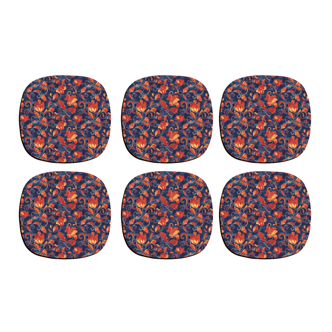 زیر لیوانی ترمه طراحان ایده مدل گل‌های آتشین کد cfp1403 بسته 6 عددی