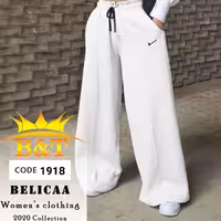 شلوار بگ دمپا گشاد نایک جنس پنبه گلکسی در دو رنگ سفید و مشکی جلو بند دار 