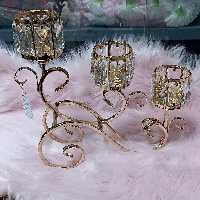 شمعدان مدل کالسکه طلایی سه شعله 