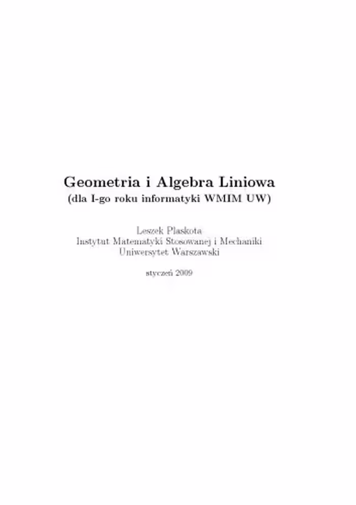 خرید و دانلود نسخه کامل کتاب Geometria i Algebra Liniowa