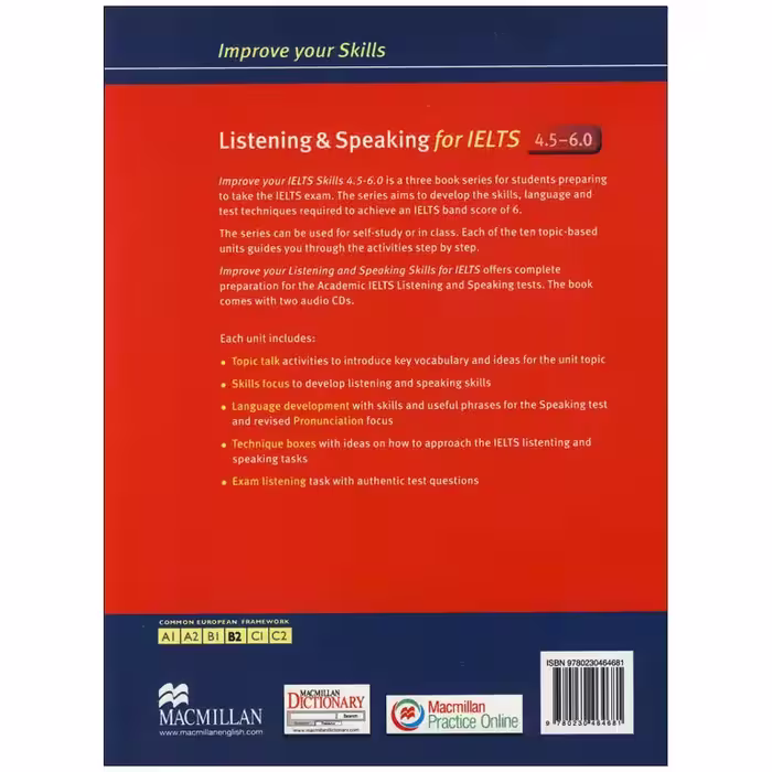 کتاب Improve Your Skills Listening and Speaking for IELTS 4.5 – 6 اثر Barry Cusack Sam McCarter انتشارات MCmillan
