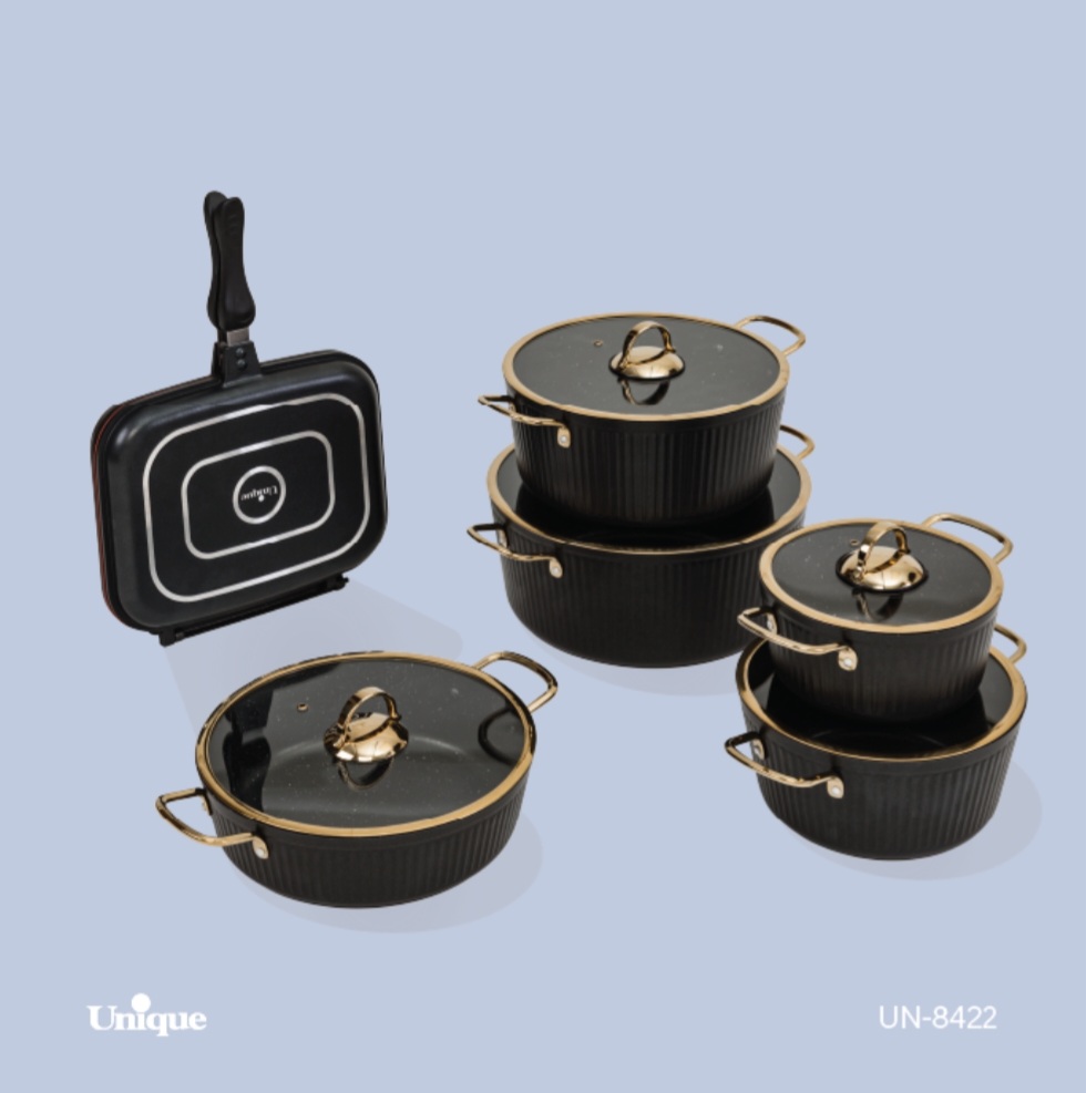 سرویس قابلمه 12 پارچه مشکی فلورانس یونیک8422 | الین دکور