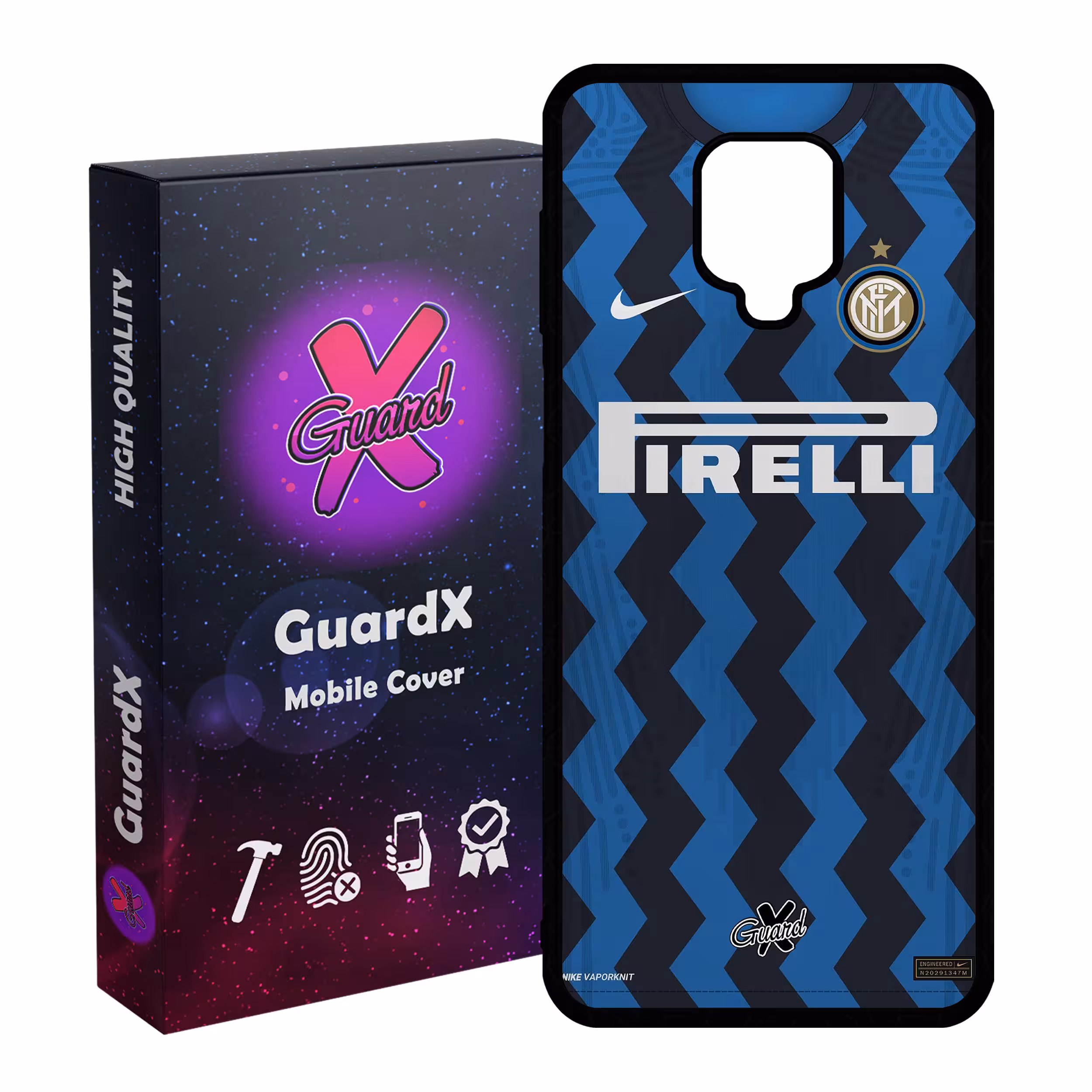 کاور گارد ایکس طرح اینتر میلان مدل Glass10236 مناسب برای گوشی موبایل شیائومی Redmi Note 9S / Note 9 Pro / Note 9 Pro Max