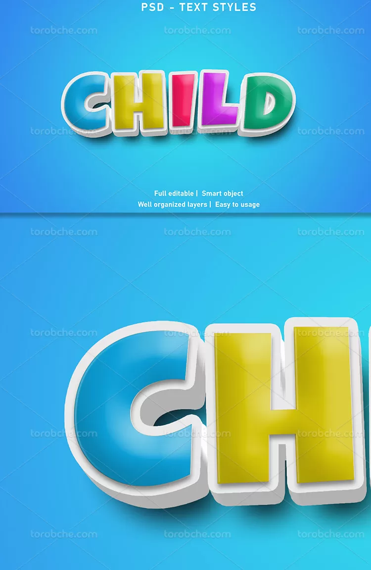 موکاپ متن سه بعدی خلاقانه رنگی | گرافیک با طعم تربچه