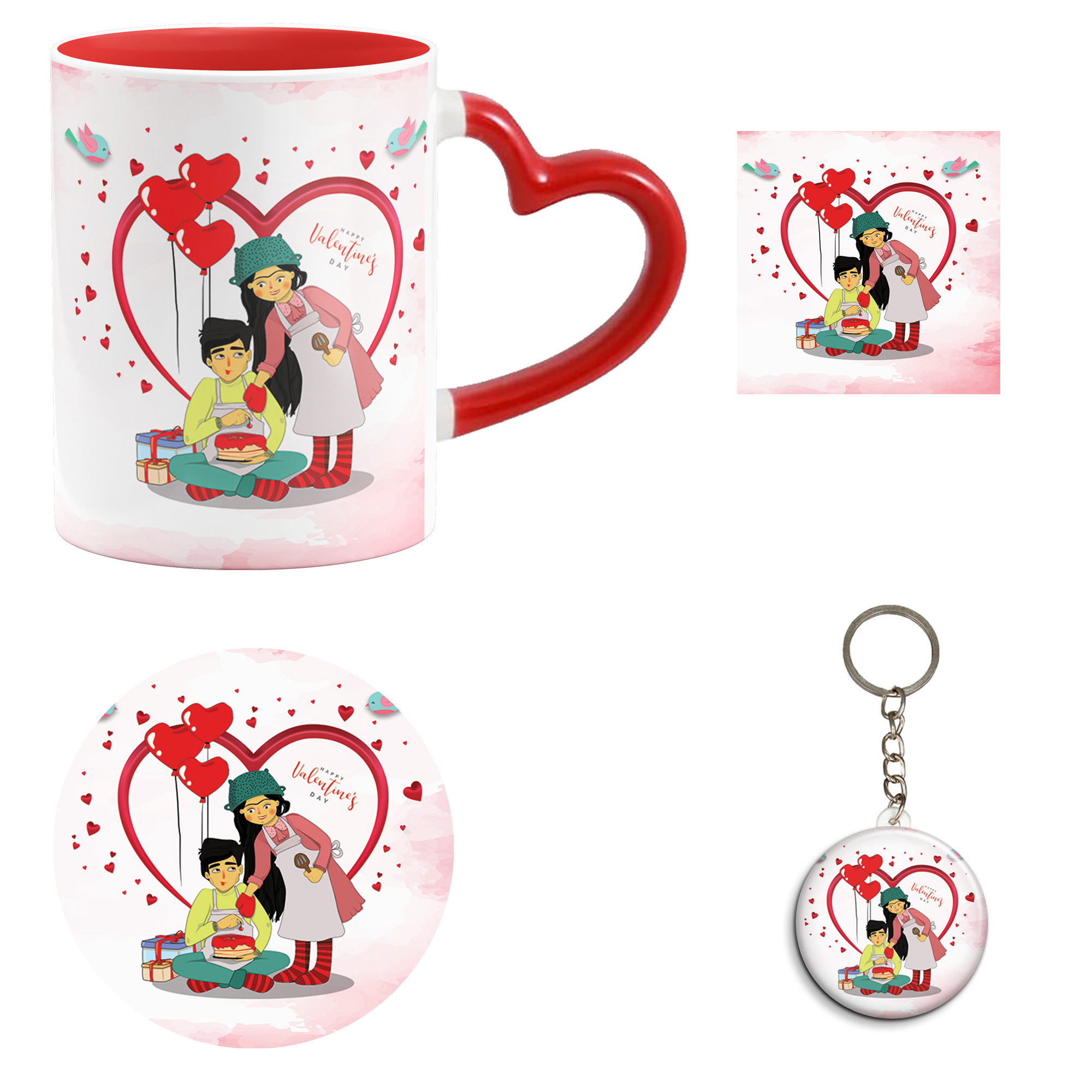 ست هدیه ماگ مدل دسته قلبی روز عشق طرح عاشقانه کد M85