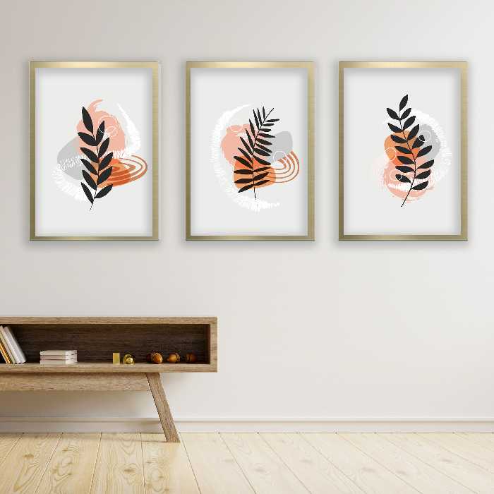 تابلو مدل مینیمال دکوراتیو کد LA-G3076 مجموعه 3 عددی