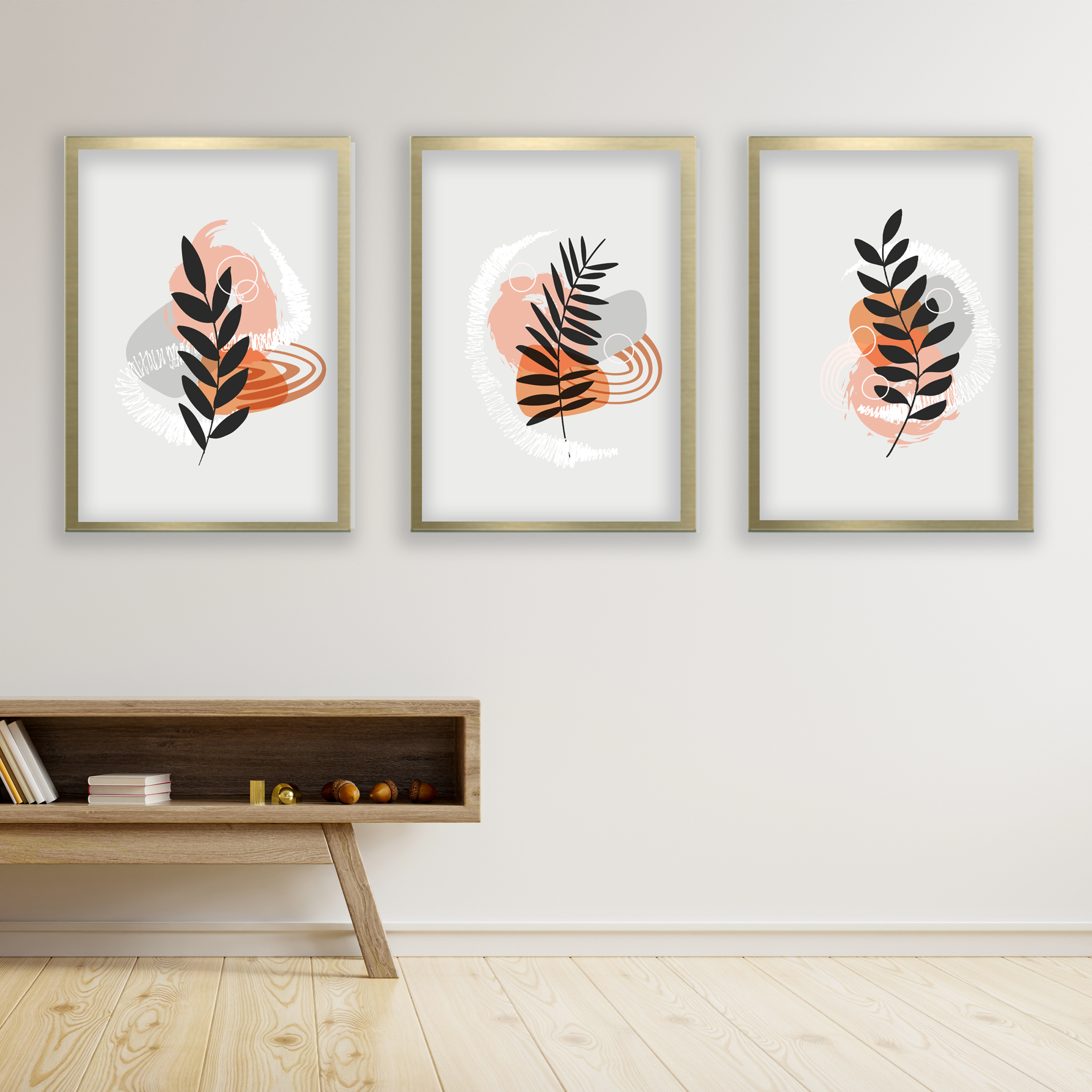 تابلو مدل مینیمال دکوراتیو کد LA-G3076 مجموعه 3 عددی