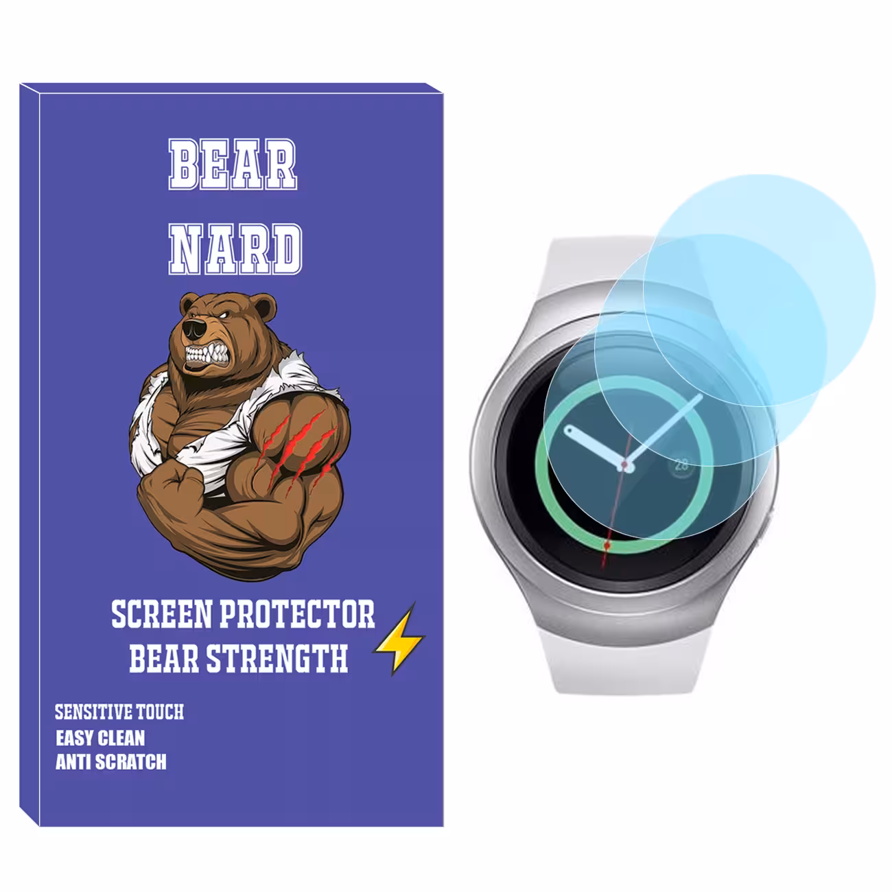 محافظ صفحه نمایش شیشه‌ای برنارد مدل SH-BR مناسب برای ساعت هوشمند سامسونگ Galaxy Watch Gear S2 بسته سه عددی