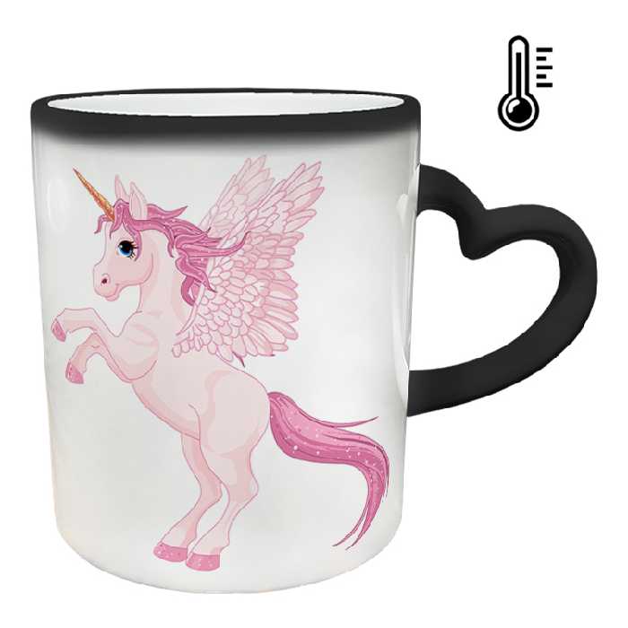 ماگ حرارتی مدل دسته قلبی طرح یونیکورن کد 15