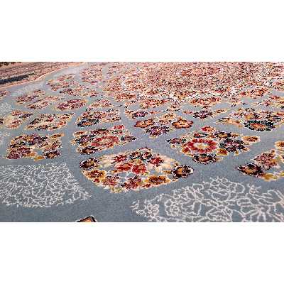 فرش ماشینی زمرد مشهد مدل دیبا زمینه آبی