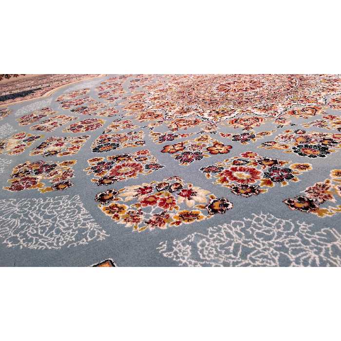 فرش ماشینی زمرد مشهد مدل دیبا زمینه آبی