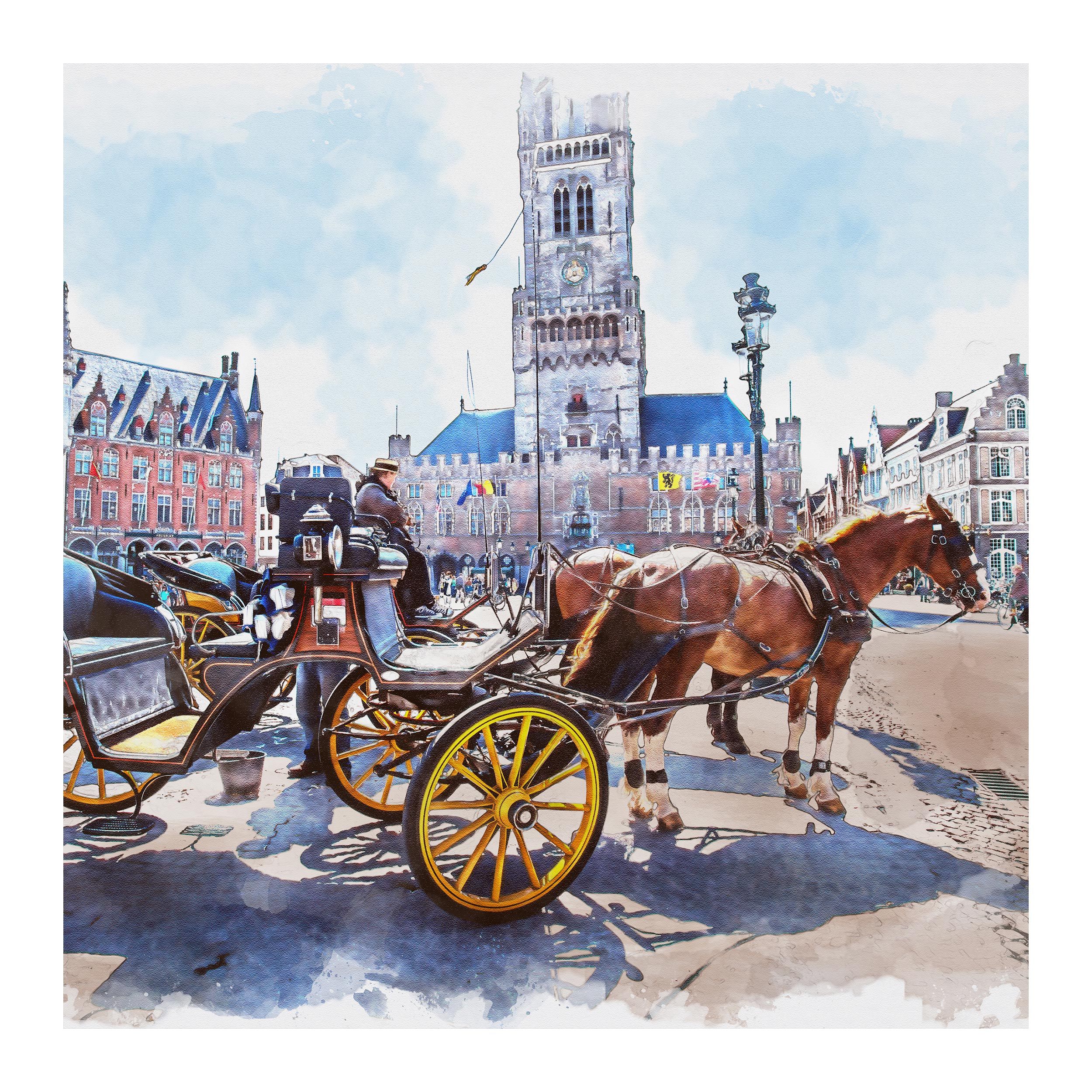 تابلو شاسی مدل R1015 طرح نقاشی کالسکه و اسب 