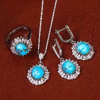 نیم ست فیروزه زنانه کد 21163 - جواهری مشاهیر