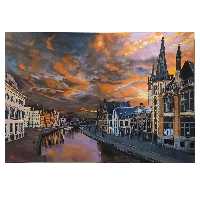 تابلو نقاشی رنگ روغن مدل منظره شهری کد 02