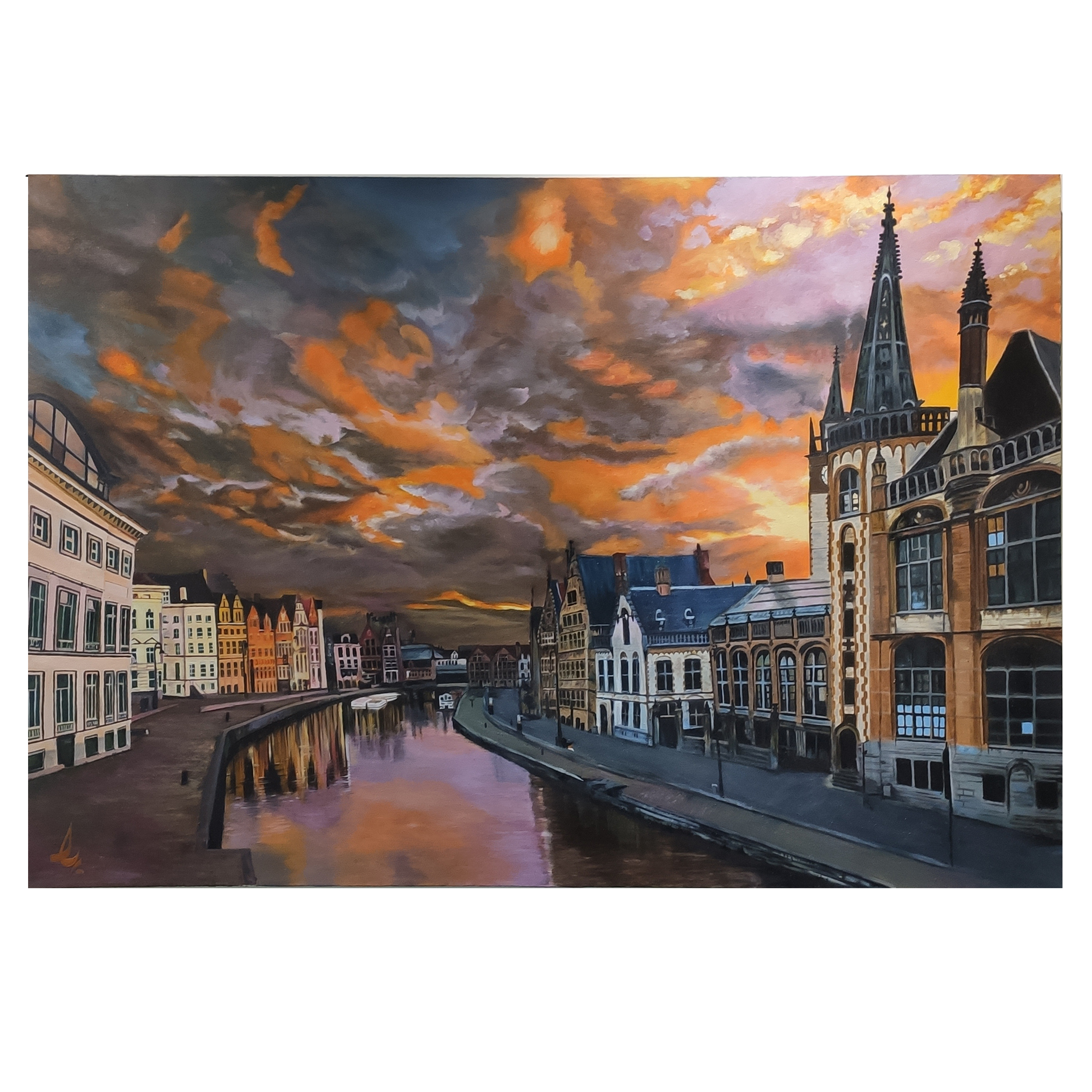 تابلو نقاشی رنگ روغن مدل منظره شهری کد 02