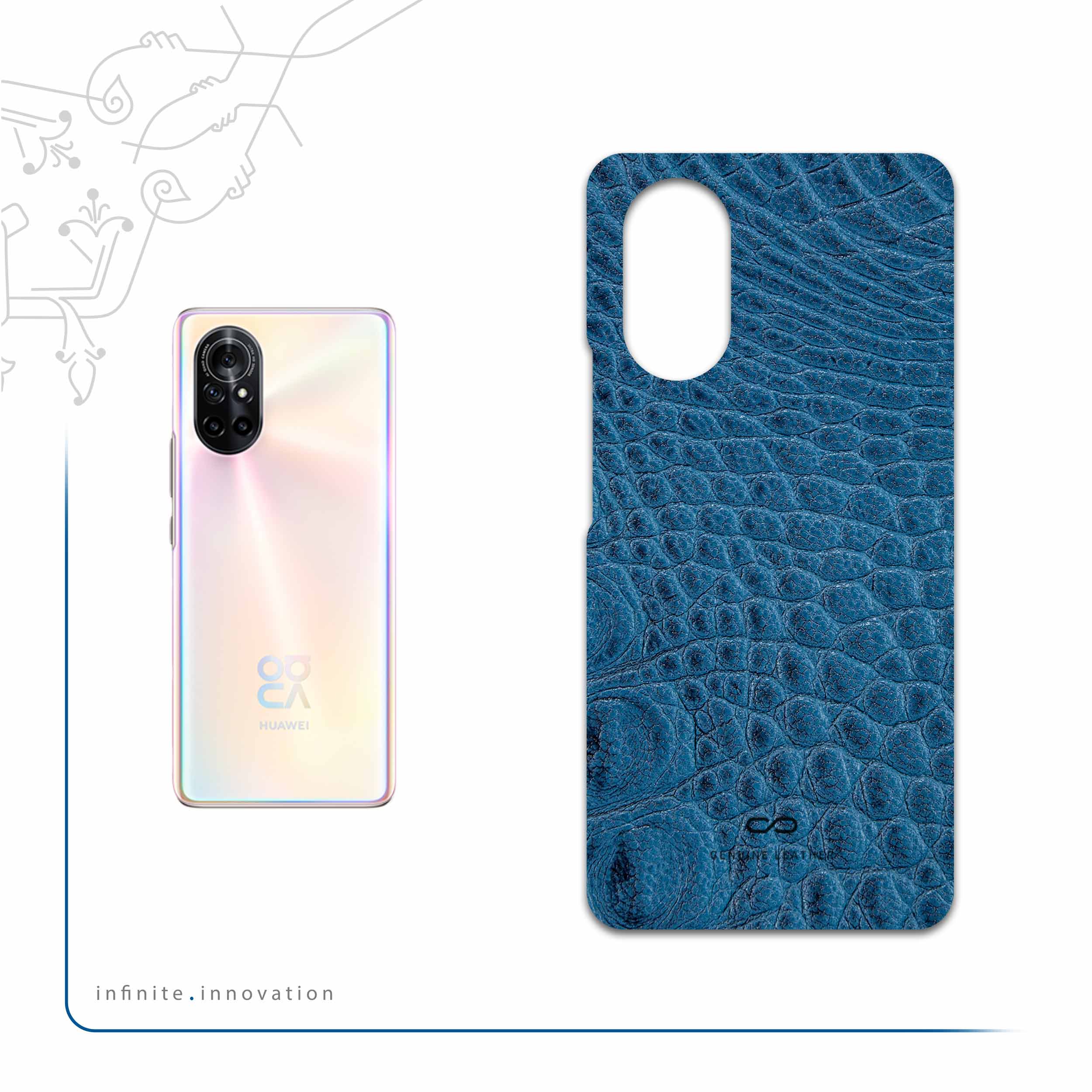 برچسب پوششی ماهوت مدل Blue-Crocodile-Leather مناسب برای گوشی موبایل هوآوی Nova 8