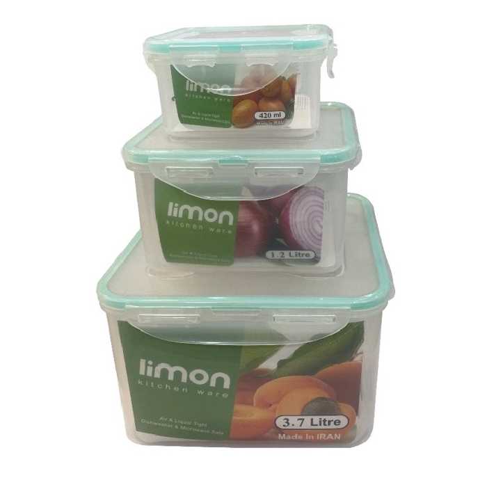 ظرف نگهدارنده لیمون مدل مربع بسته 3 عددی