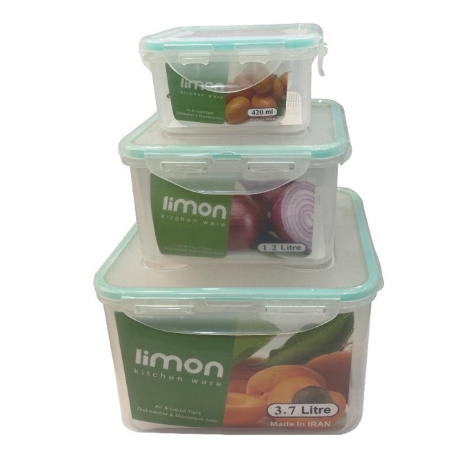 ظرف نگهدارنده لیمون مدل مربع بسته 3 عددی