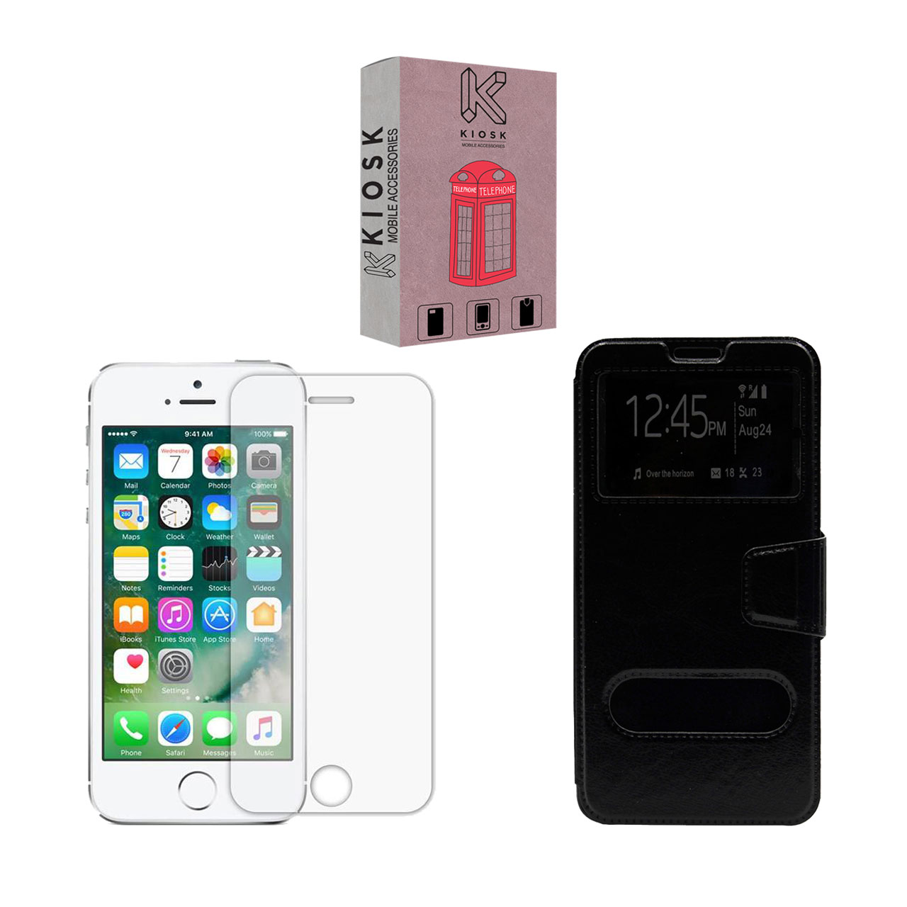  کیف کلاسوری کیوسک مدل KYSH-KGM-1 مناسب برای گوشی موبایل اپل iPhone 5/5S/SE به همراه محافظ صفحه نمایش