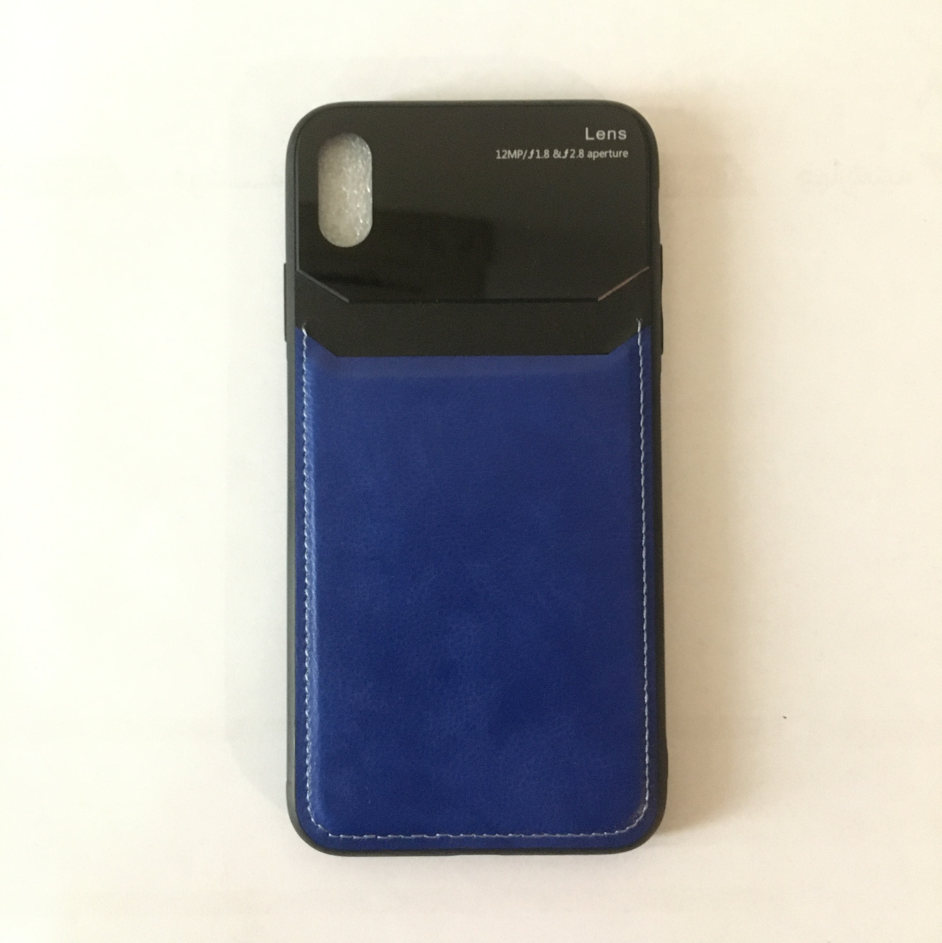 قاب سیلیکونی طرح چرم مناسب گوشی XS MAX رنگ مشکی آبی