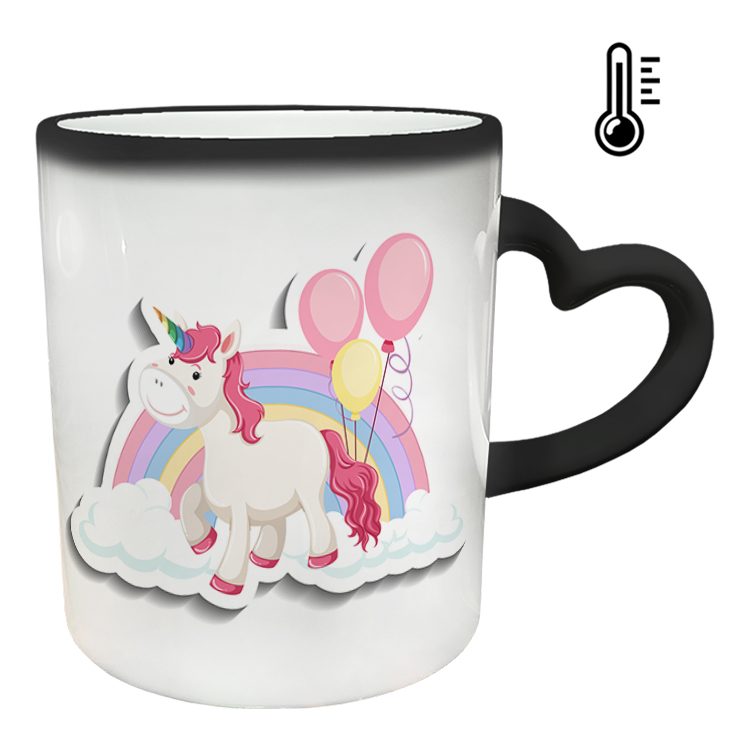 ماگ حرارتی مدل دسته قلبی طرح یونیکورن کد 99