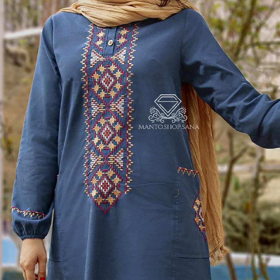 تونیک الیاف طبیعی طرح سوزندوزی بلوچ با ارسال رایگان