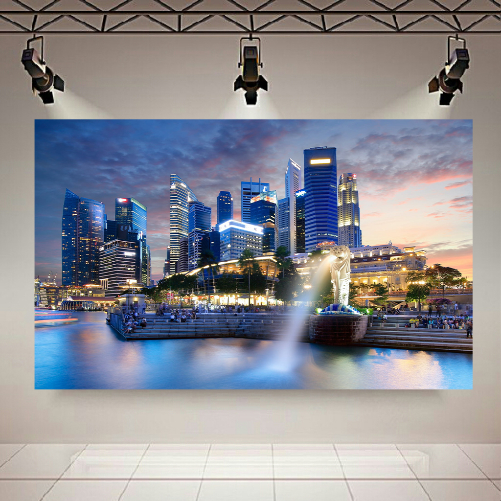 تابلو بوم طرح نمای شهری مدرن مدل سنگاپور کد AR2827