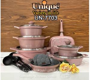 سرویس قابلمه گرانیتی یونیک 16 پارچه رزگلد کد UN_7722