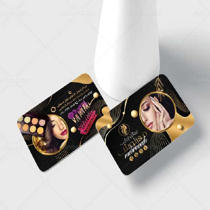 کارت ویزیت آرایشگاه زنانه مشکی طلایی | گرافیک با طعم تربچه