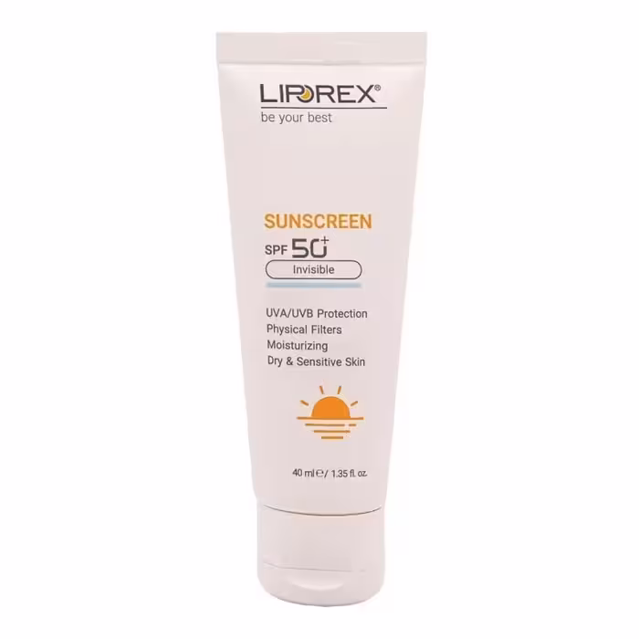 کرم ضدآفتاب لیپورکس spf50 مدل بی رنگ مناسب پوست خشک و حساس حجم 40 میل