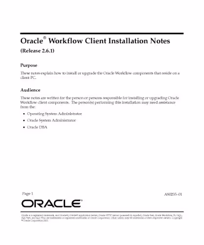 خرید و دانلود نسخه کامل کتاب Oracle Workflow Client Installation Notes (Part No. A90235-01) (Release 2.6.1)