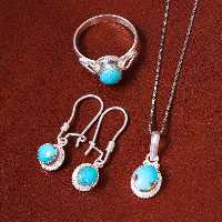 نیم ست فیروزه زنانه کد 18127 - جواهری مشاهیر